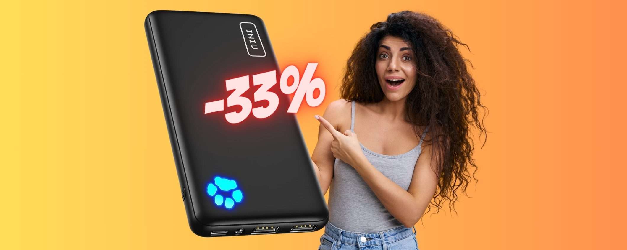 Power bank super POTENTE, leggero e sottile in SCONTO del 33%