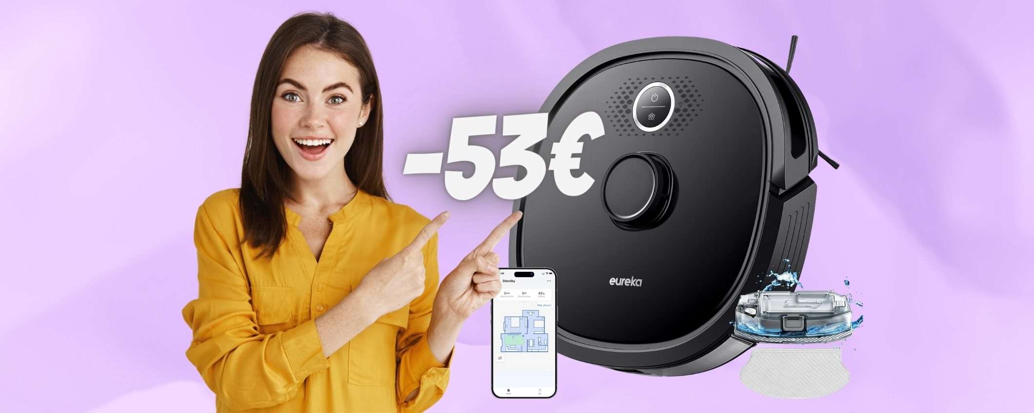 Robot aspirapolvere/lavapavimenti Eureka NER600 a PREZZO WOW (-53€)