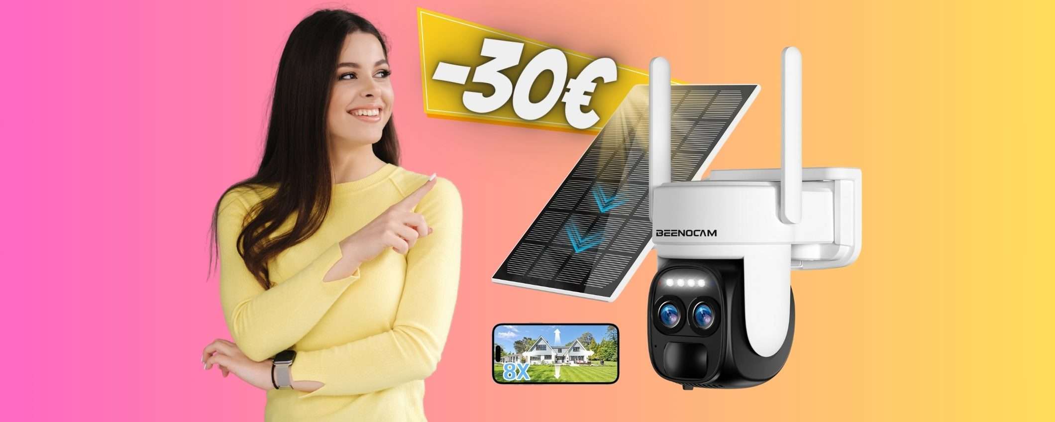 Telecamera WiFi con pannello solare: tutto sotto controllo (65€)