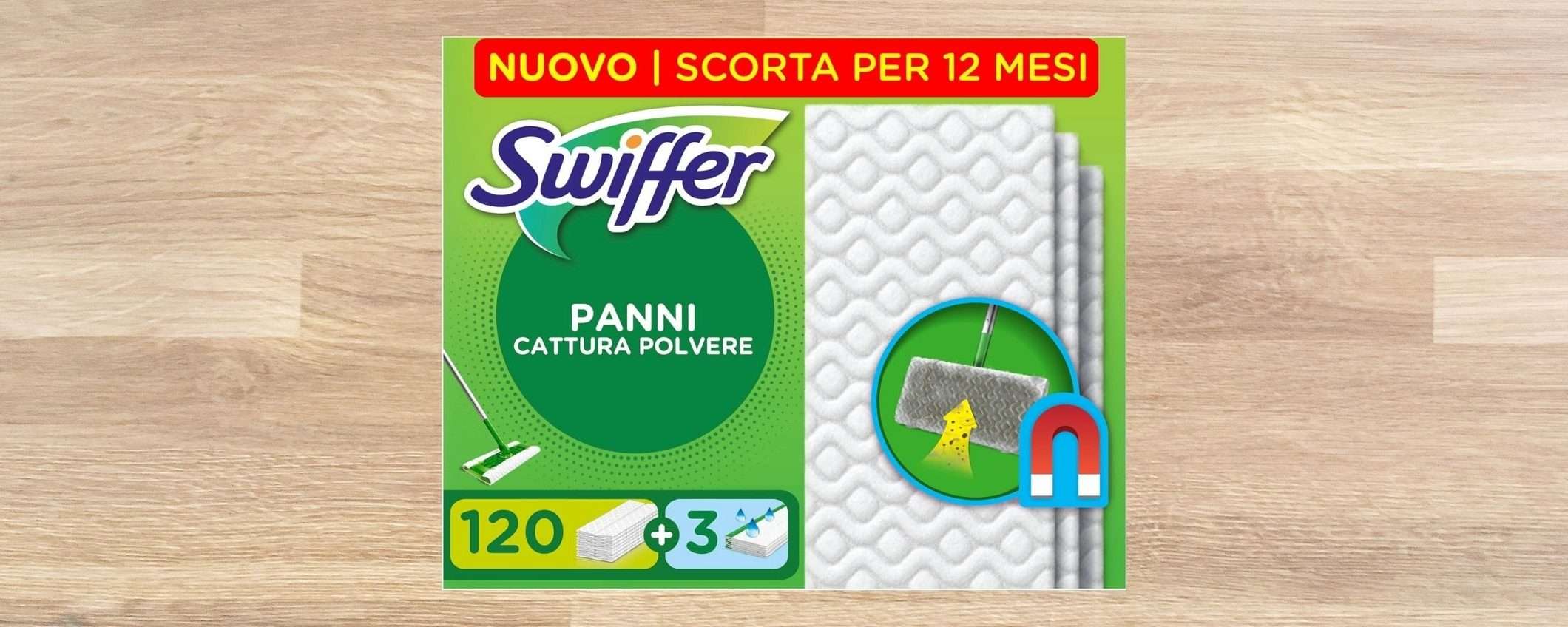 FUORITUTTO Amazon: 120 panni Swiffer catturapolvere a 19,99€ (-35%)