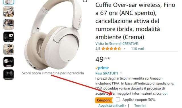 Coupon Amazon cuffie Zen Hybrid
