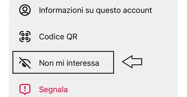 Come contrassegnare un contenuto “Non interessato"