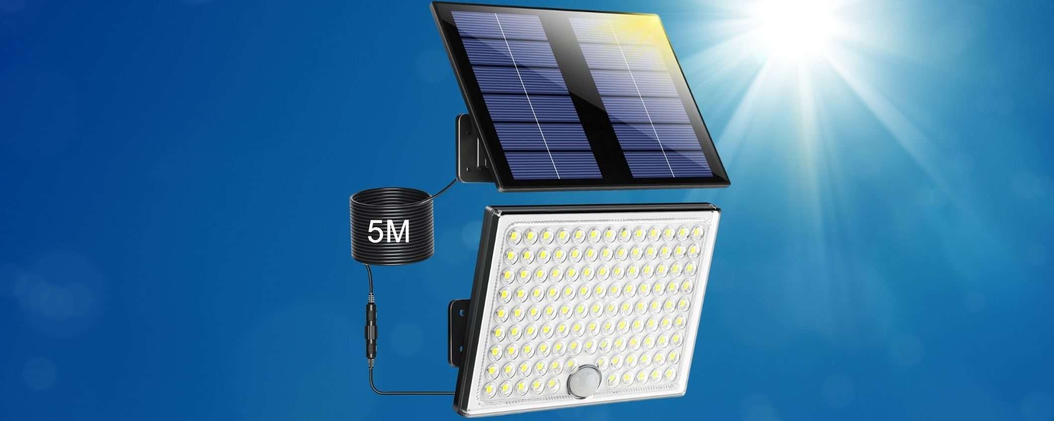 Lampada solare da esterno: LUMINOSISSIMA e a soli 15 euro su Amazon