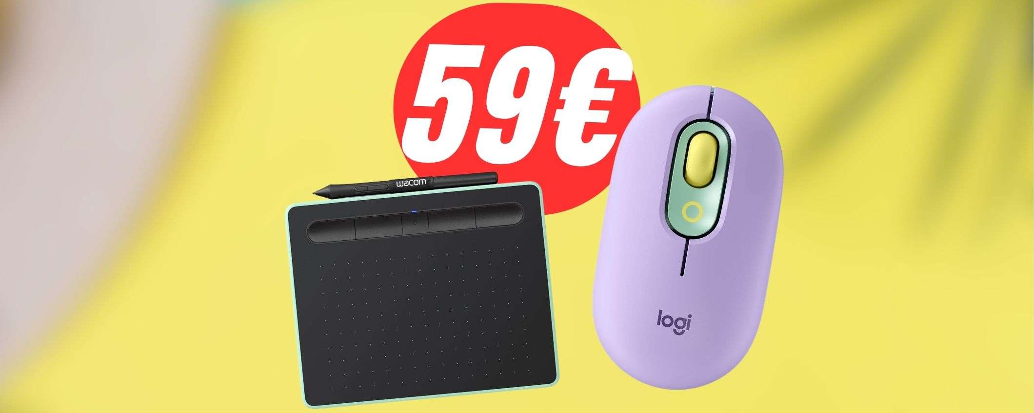 Mouse Logitech+TAVOLETTA GRAFICA Wacom: la combo perfetta crolla a 59€!