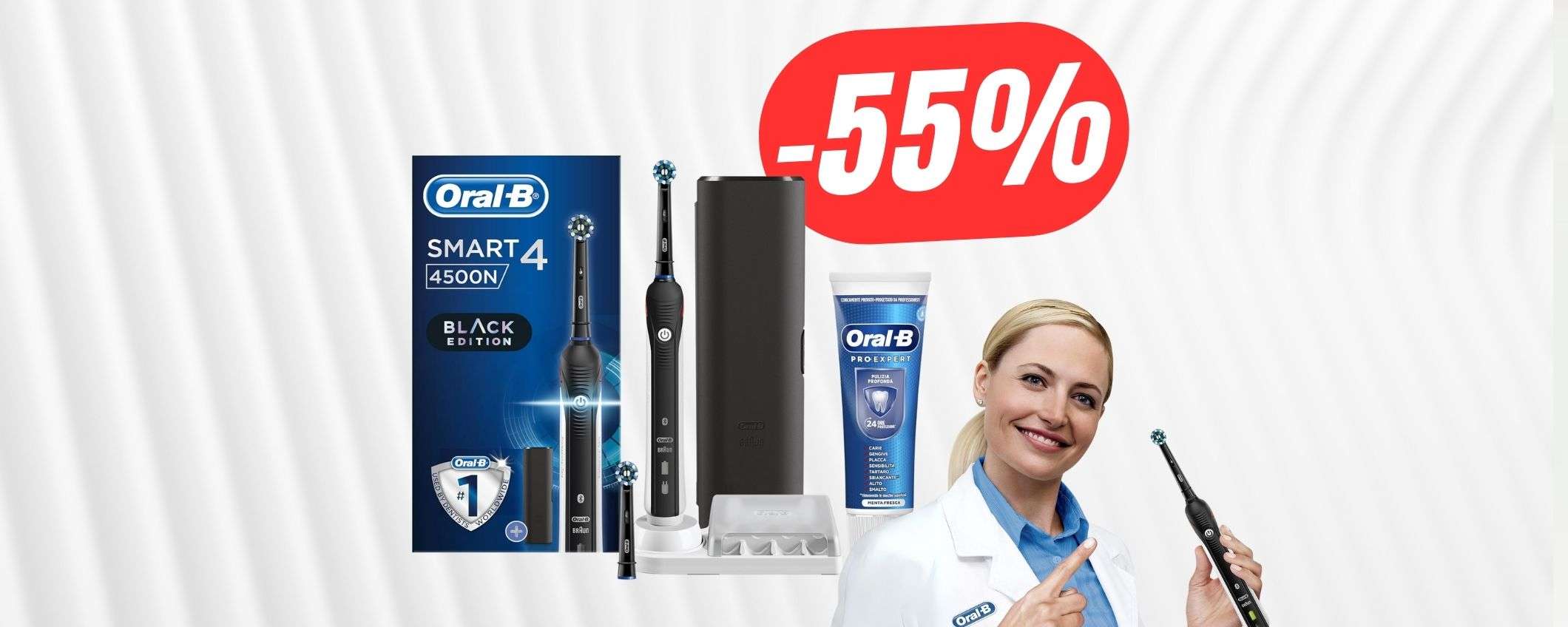 Denti subito più bianchi con lo spazzolino Oral-B in OFFERTA al -55%!