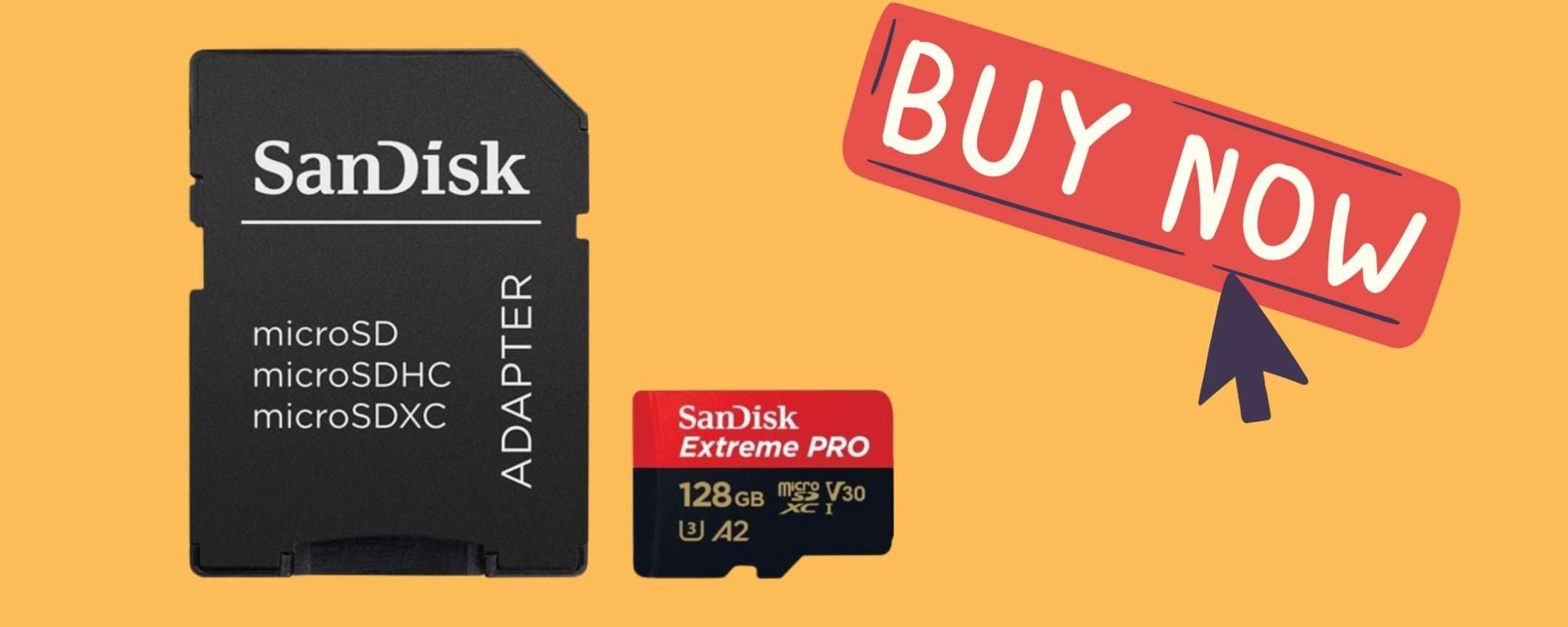 MicroSDXC SanDisk Extreme PRO da 128GB + adattatore SD e RescuePRO Deluxe a soli 25€ su Amazon