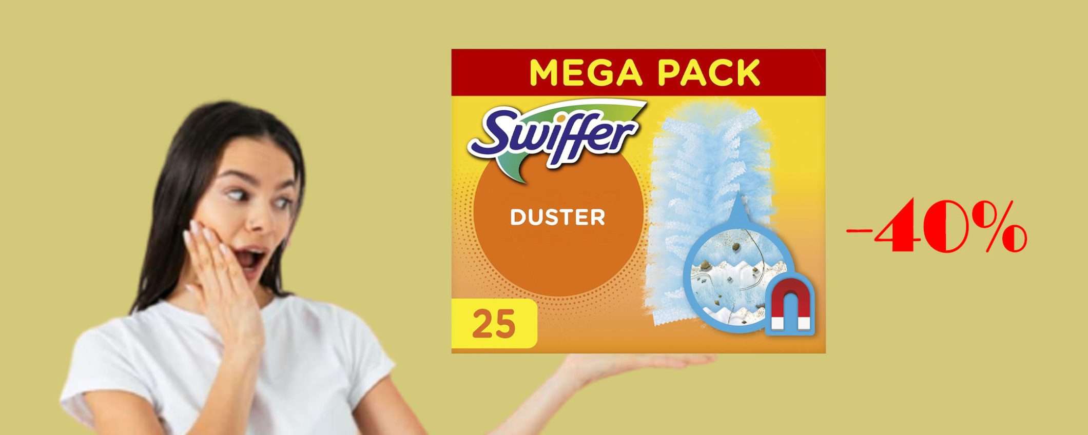 Piumini cattura polvere Swiffer Duster (25 pz): sconto del 40%