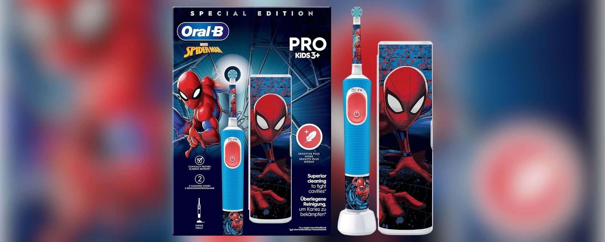 Spazzolino elettrico Oral-B per bambini a tema Spider-Man in SCONTISSIMO a soli 23,99€