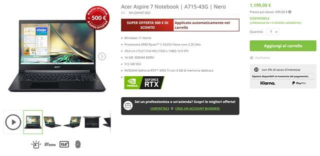 acer aspire 7 notebook store ufficiale