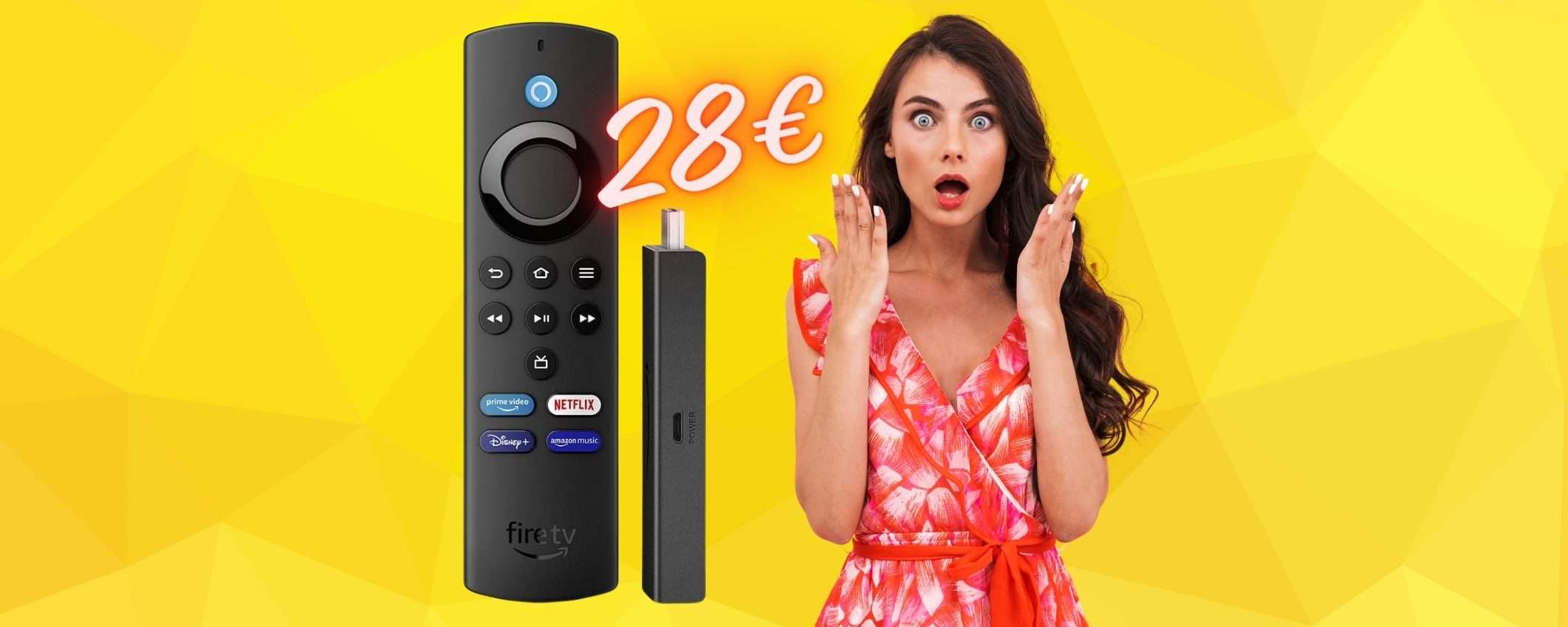 Amazon Fire TV Stick Lite con telecomando vocale Alexa a 28€, BOOM!
