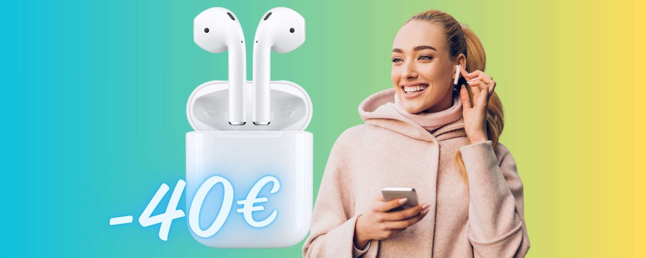 Apple AirPods di 2a generazione con chip H1 a OTTIMO PREZZO (-27%)