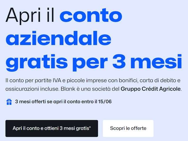 apri conto aziendale gratis per tre mesi