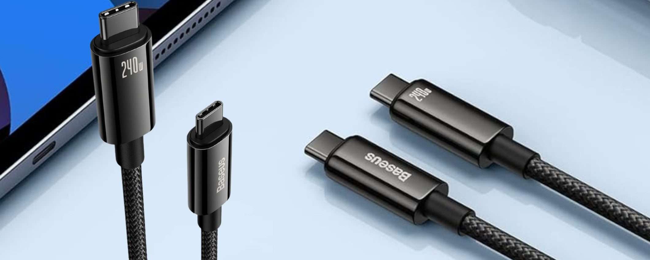 Cavo USB C da 240W a 7,47€ su Amazon: è POTENTISSIMO e super robusto