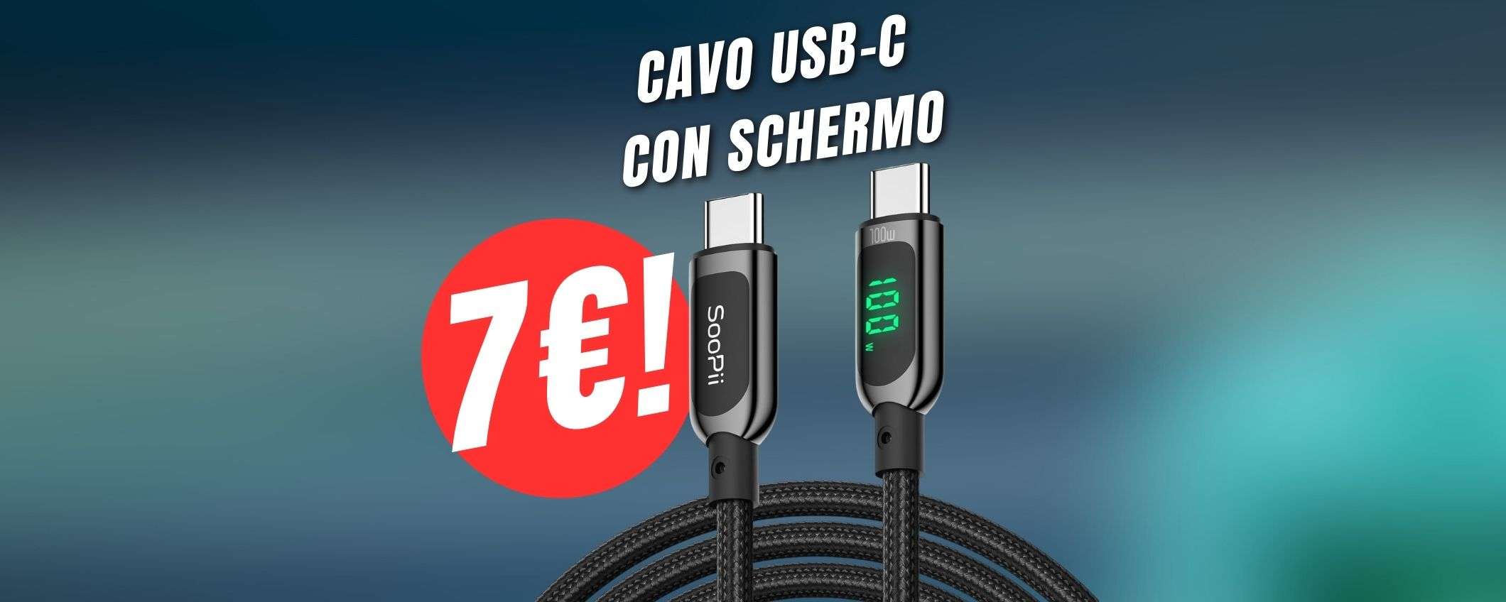 Con 7€ potrai acquistare il cavo USB-C con indicatore LED e ricarica rapida!