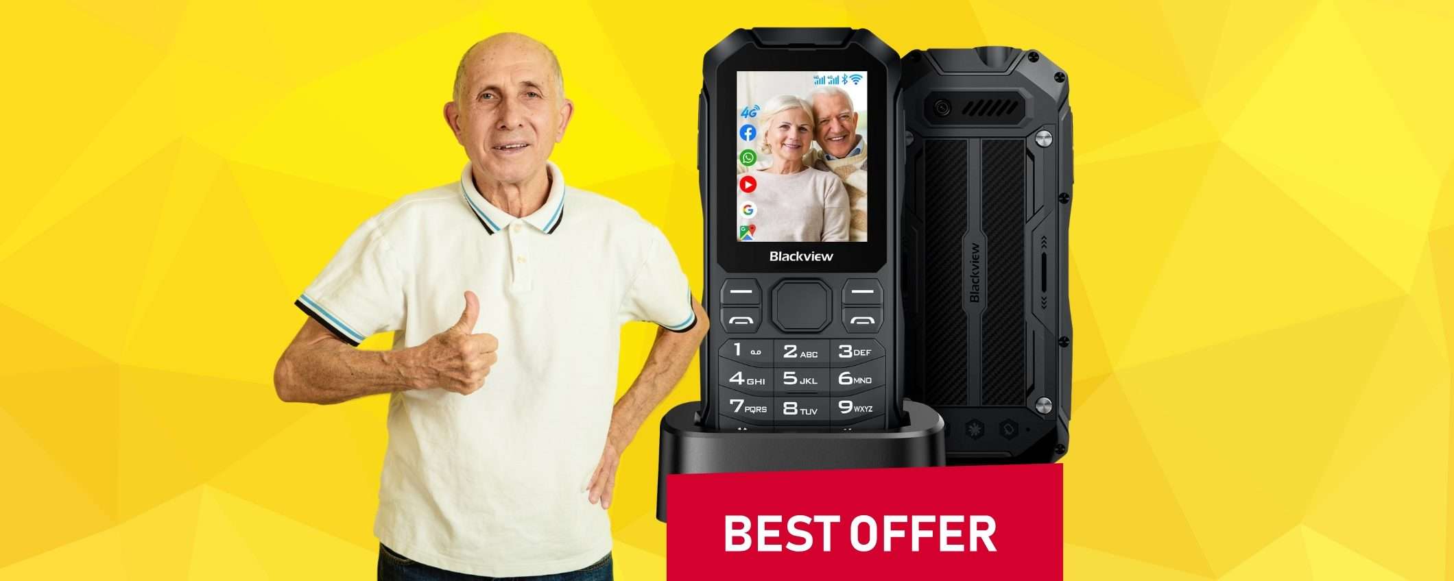 Cellulare per anziani INDISTRUTTIBILE, 4G e Dual Sim, SOLO 59,99€