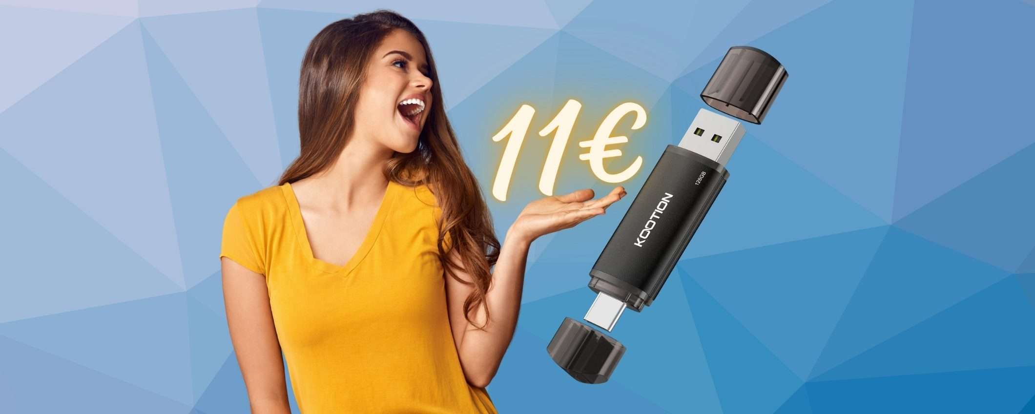 Chiavetta USB da 128GB per PC e smartphone a 11€, un SOGNO