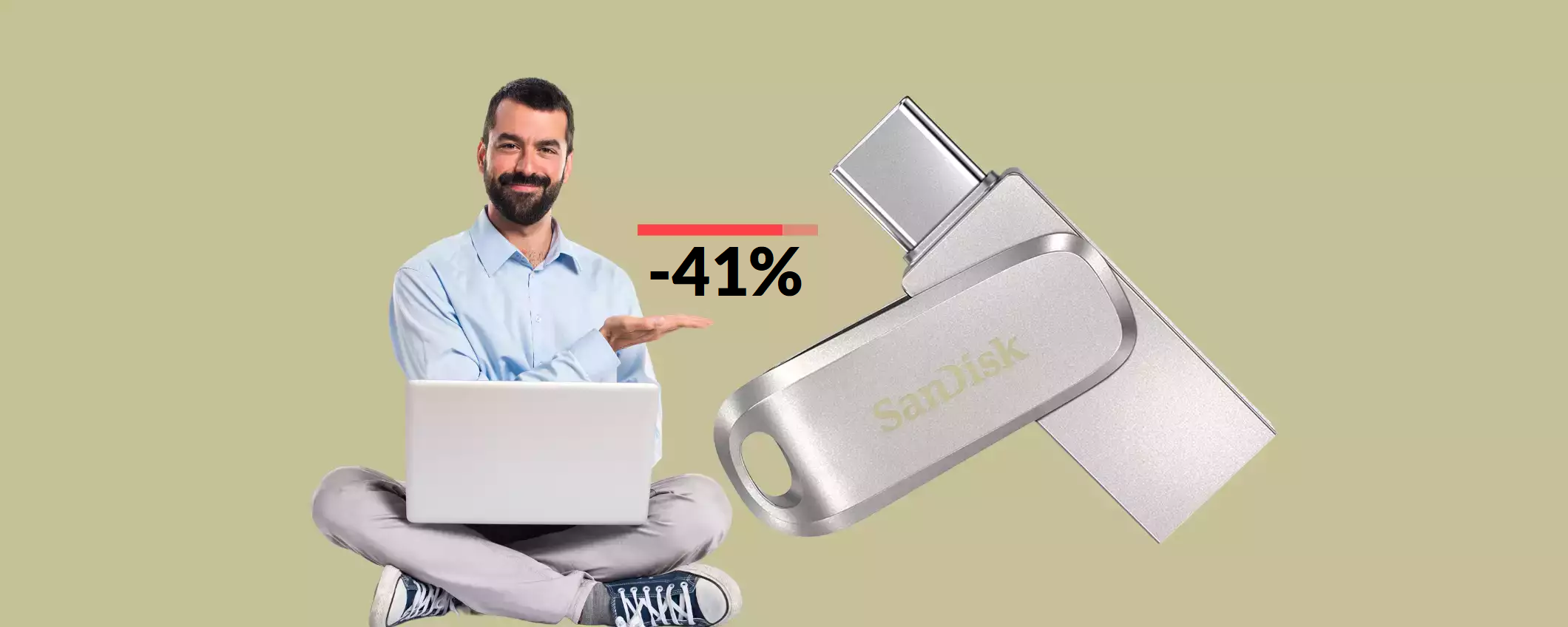 Chiavetta USB 2-in-1 64GB: copia i dati tra PC e smartphone (17€)