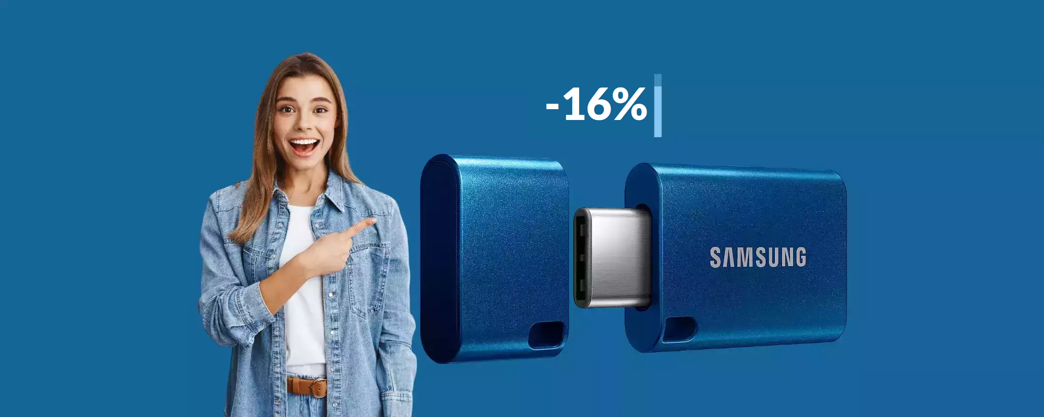 Chiavetta USB C 128GB Samsung al MINIMO storico: bastano 24€