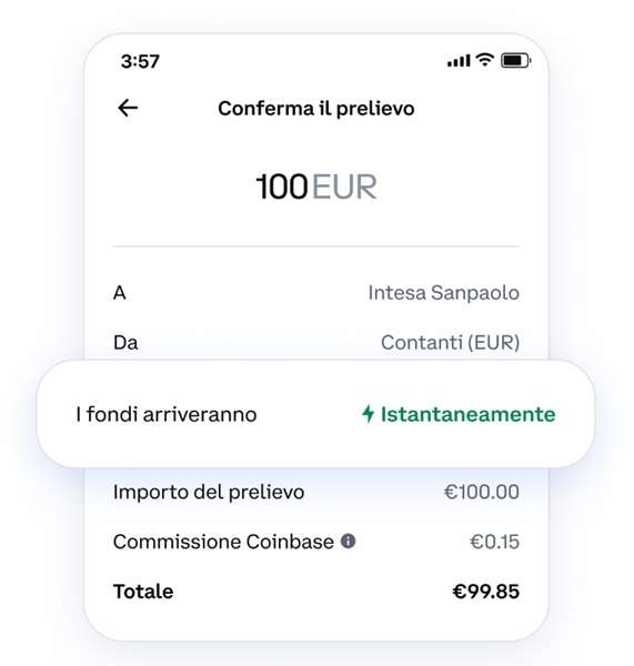coinbase conferma prelievo