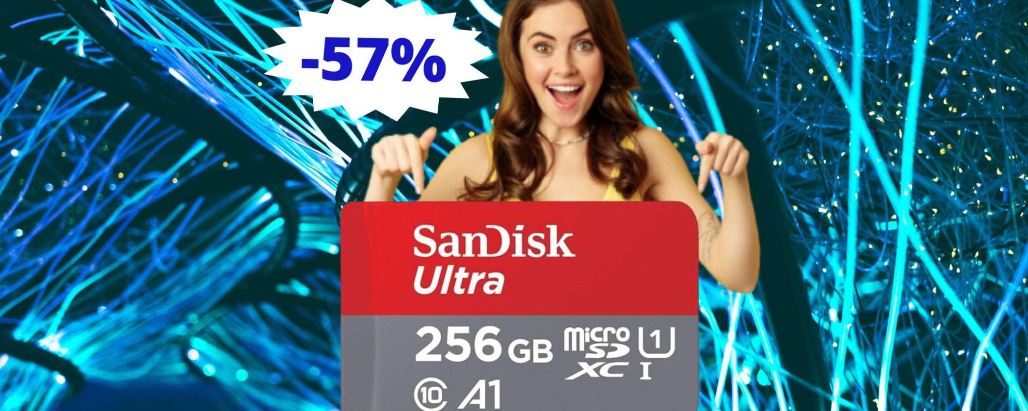 MicroSDXC SanDisk Ultra da 256 GB: CROLLO del prezzo su Amazon