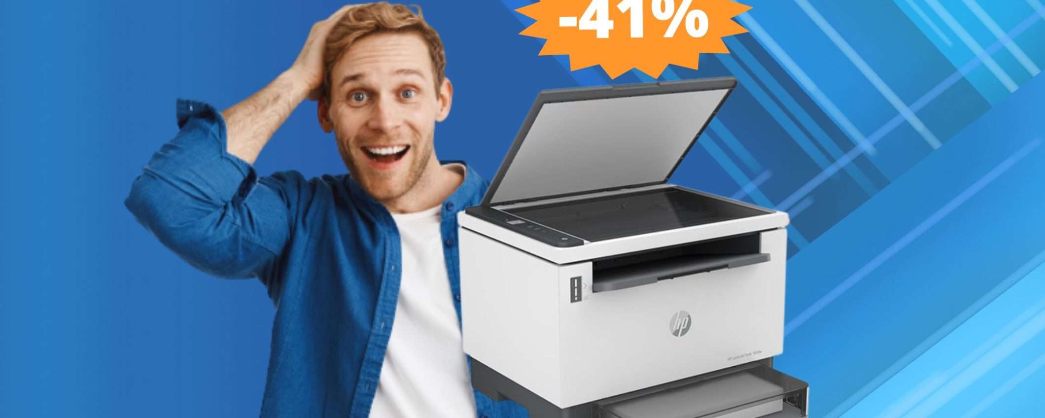 Stampante HP Laser Tank: un AFFARE imperdibile su Amazon (-41%)