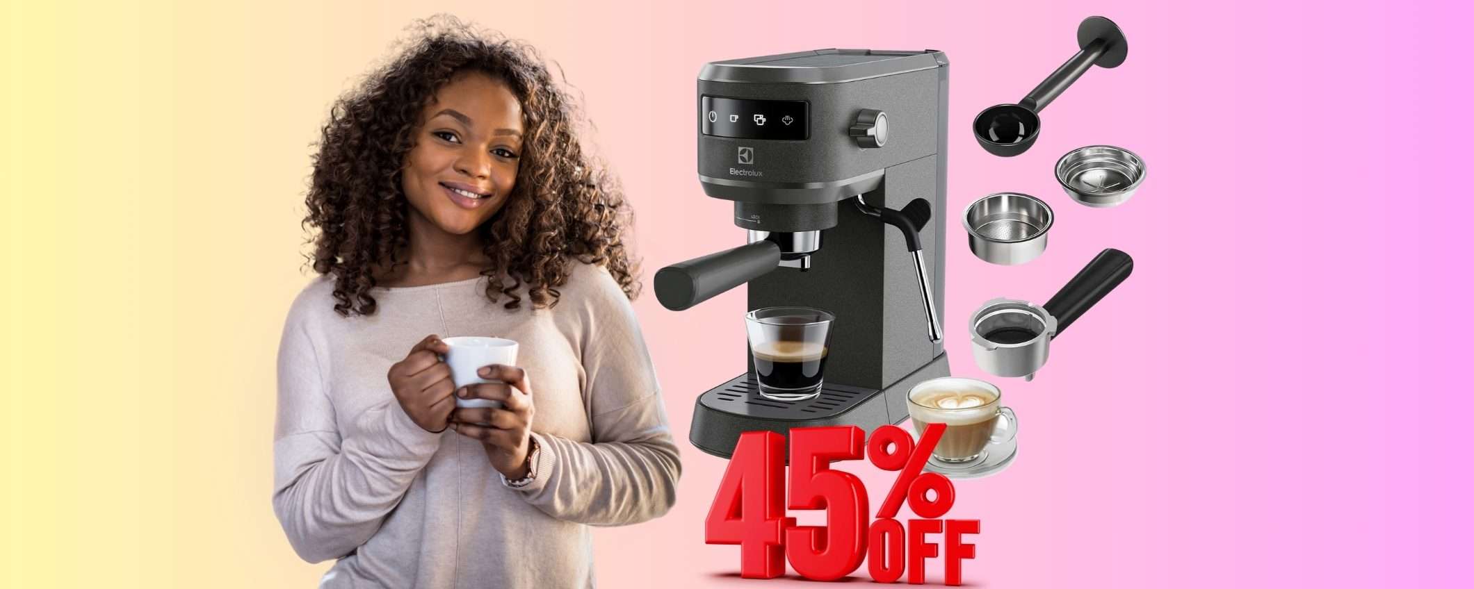 Electrolux: macchina per caffè, in polvere o cialde, e cappuccino (-45%)