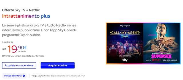 intrattenimento plus 19,90 euro sky