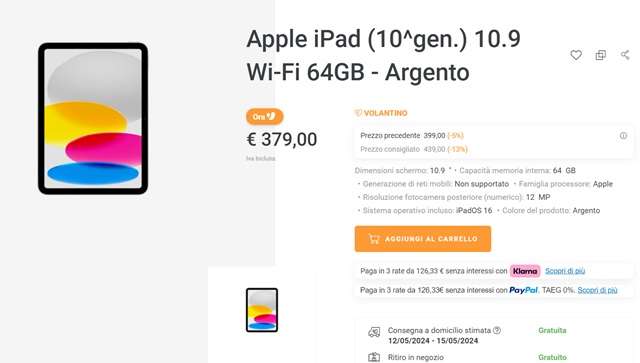 ipad 10 unieuro