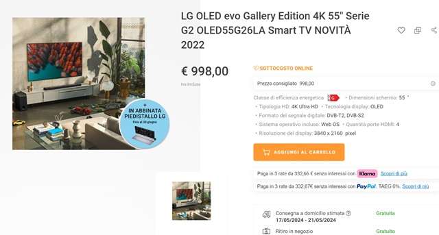 lg oled evo 55 pollici gallery edition a 998 euro unieuro