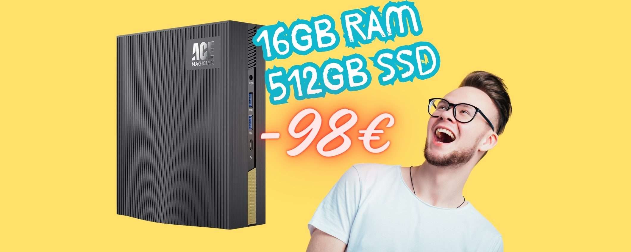 Mini PC con CPU Intel di 12a Gen, 16GB RAM e 512GB SSD (-98€)