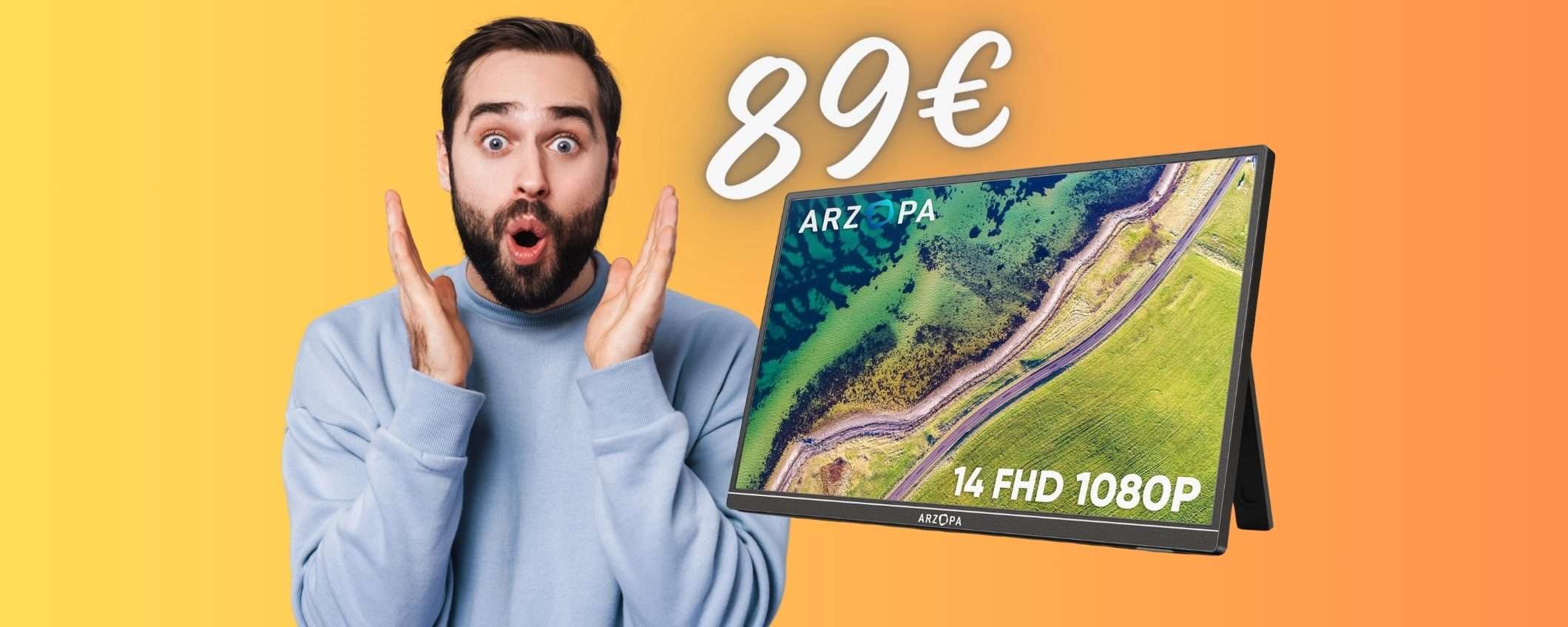 Monitor portatile da 14 pollici FHD a SOLI 89€, un SOGNO (Amazon)