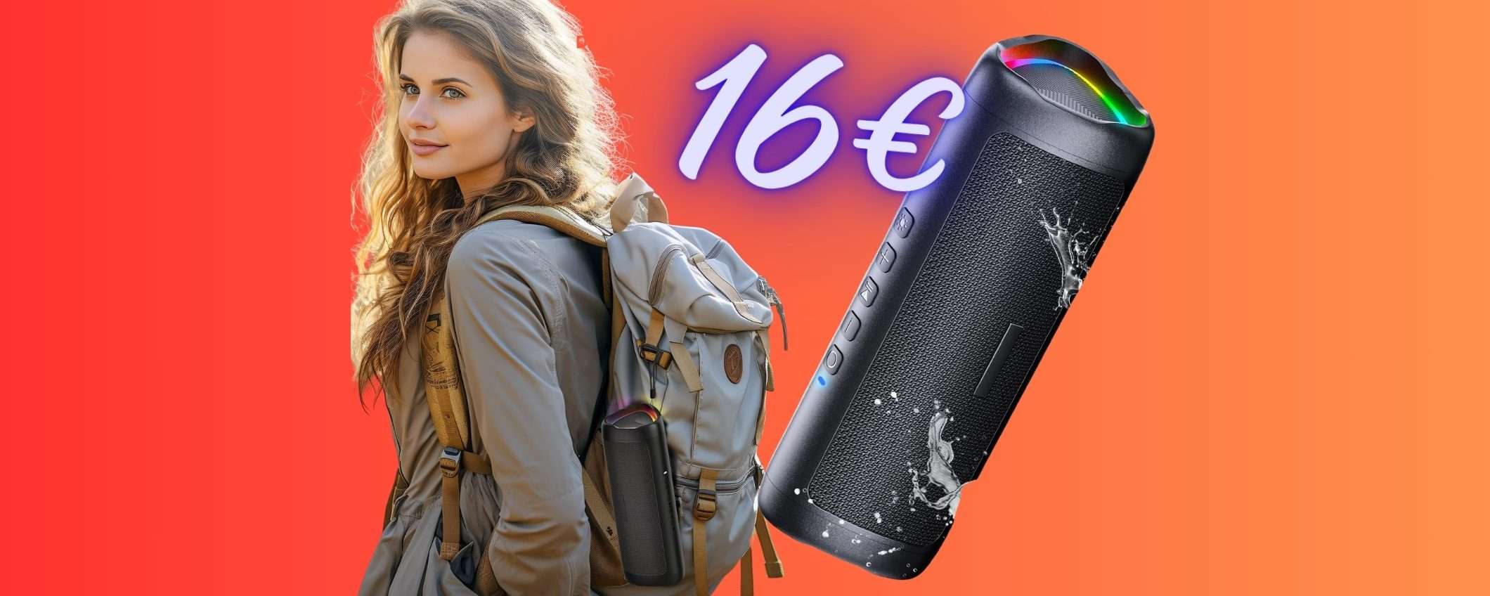 Musica a palla con questa cassa Bluetooth portatile a SOLI 16€