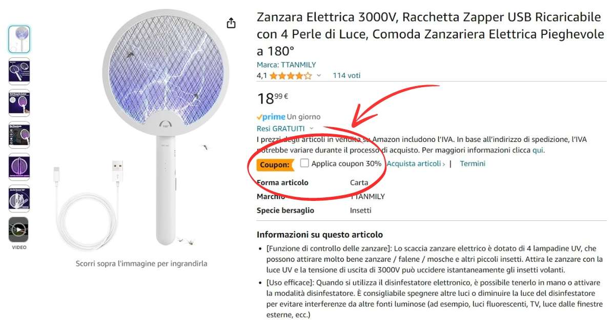 niente-piu-zanzare-racchetta-elettrica-3000v-tua-13e-coupon