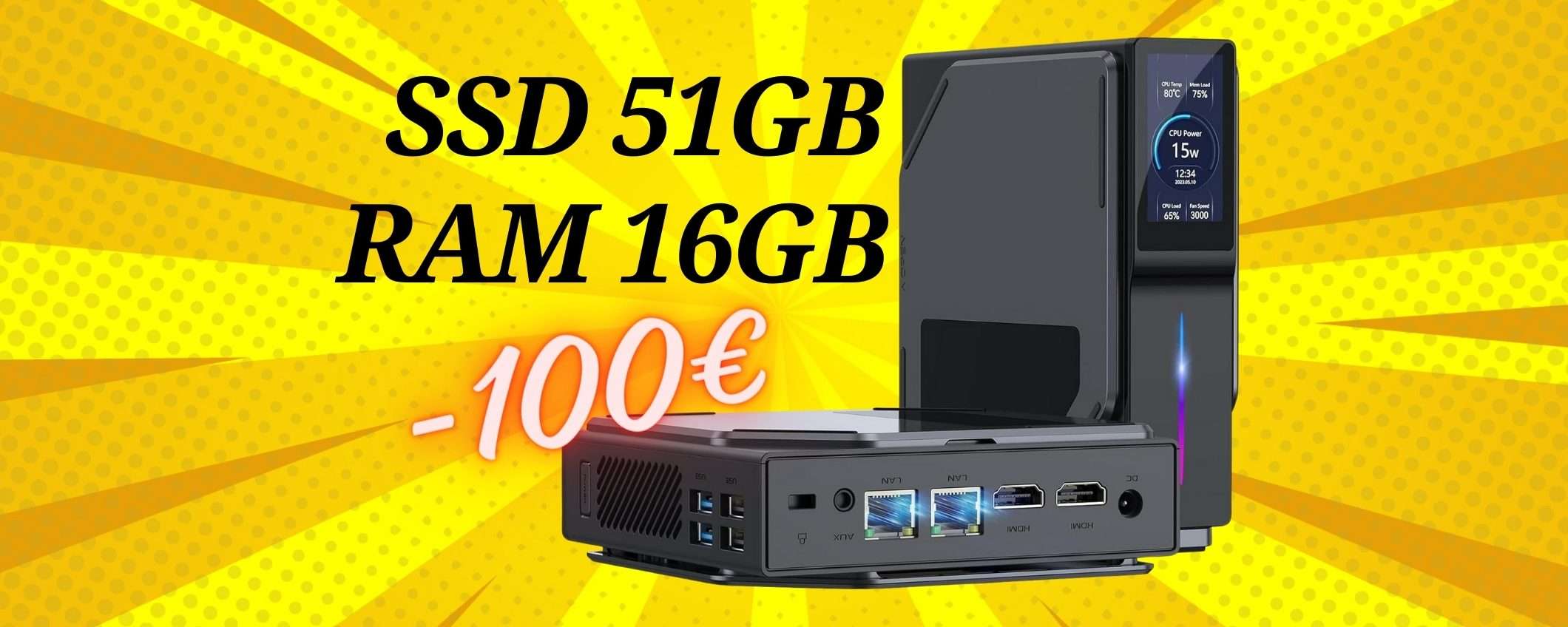 Piccolo computer POTENTE con mini display, 16GB/512GB (-100€)