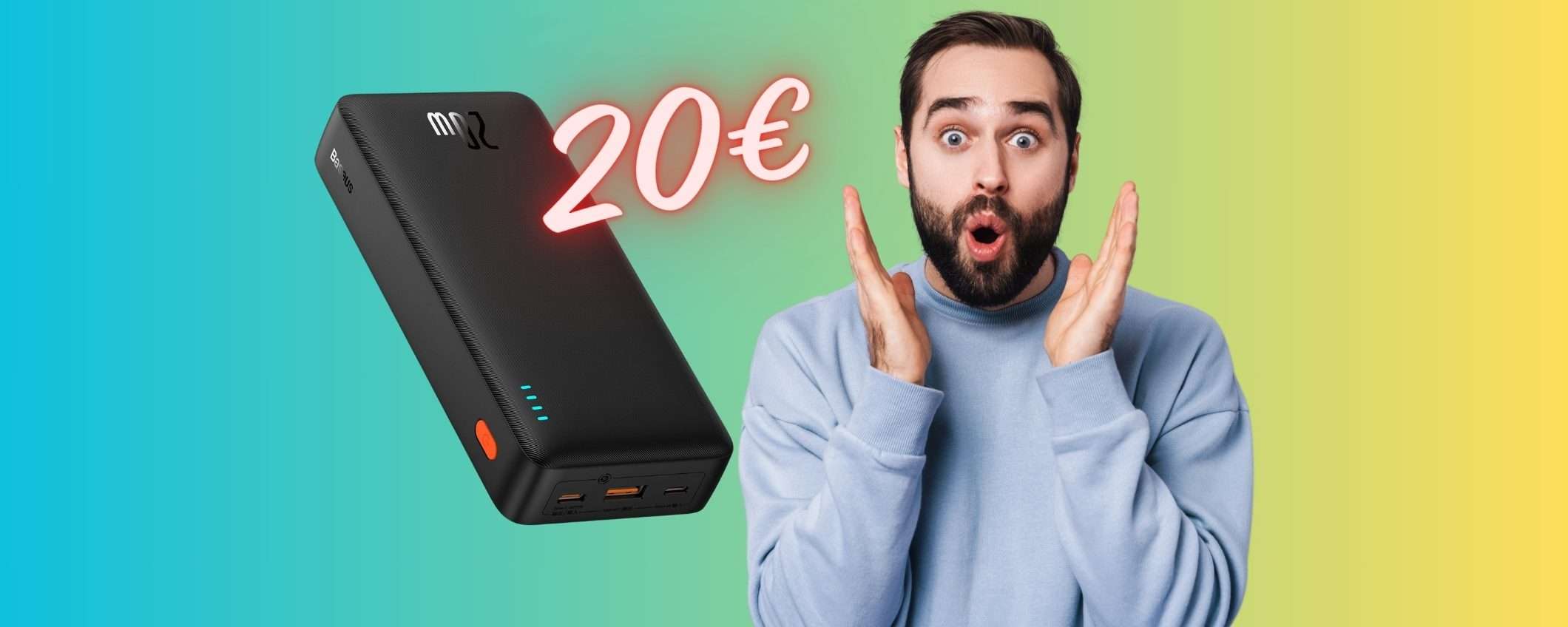 Power Bank da 20000 mAh con 2 uscite a SOLI 20€ su Amazon