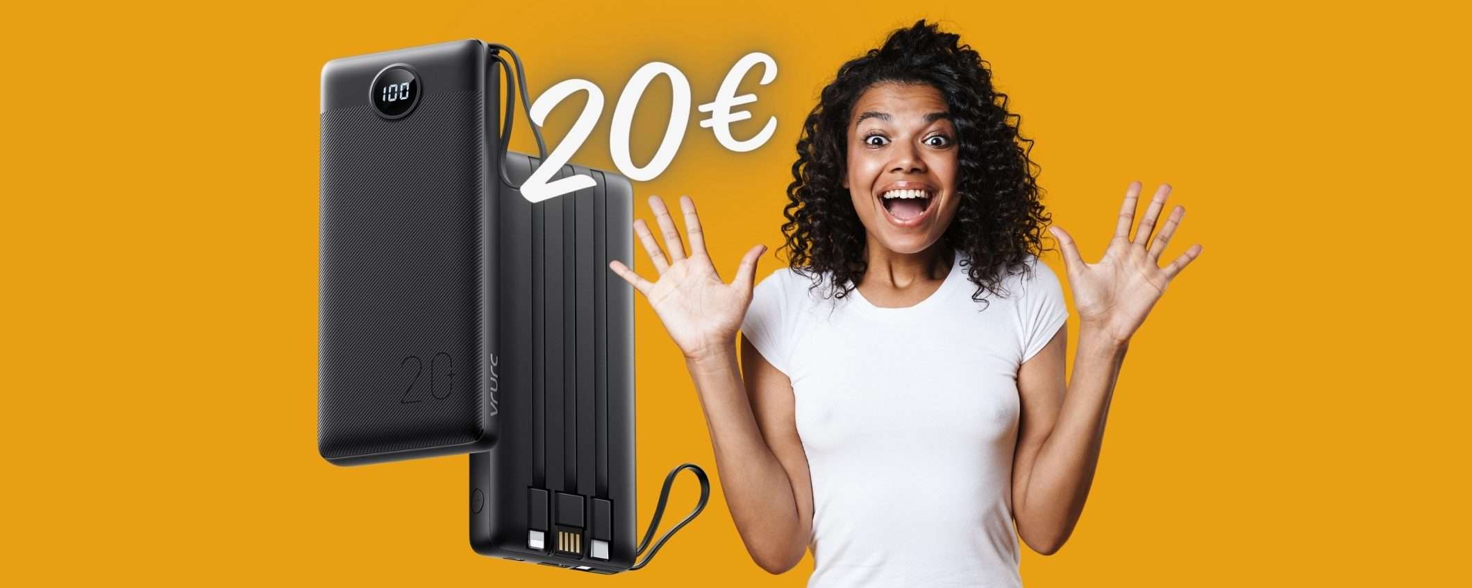 Power Bank da 20000mAh con cavi integrati: GENIALATA utilissima a POCO