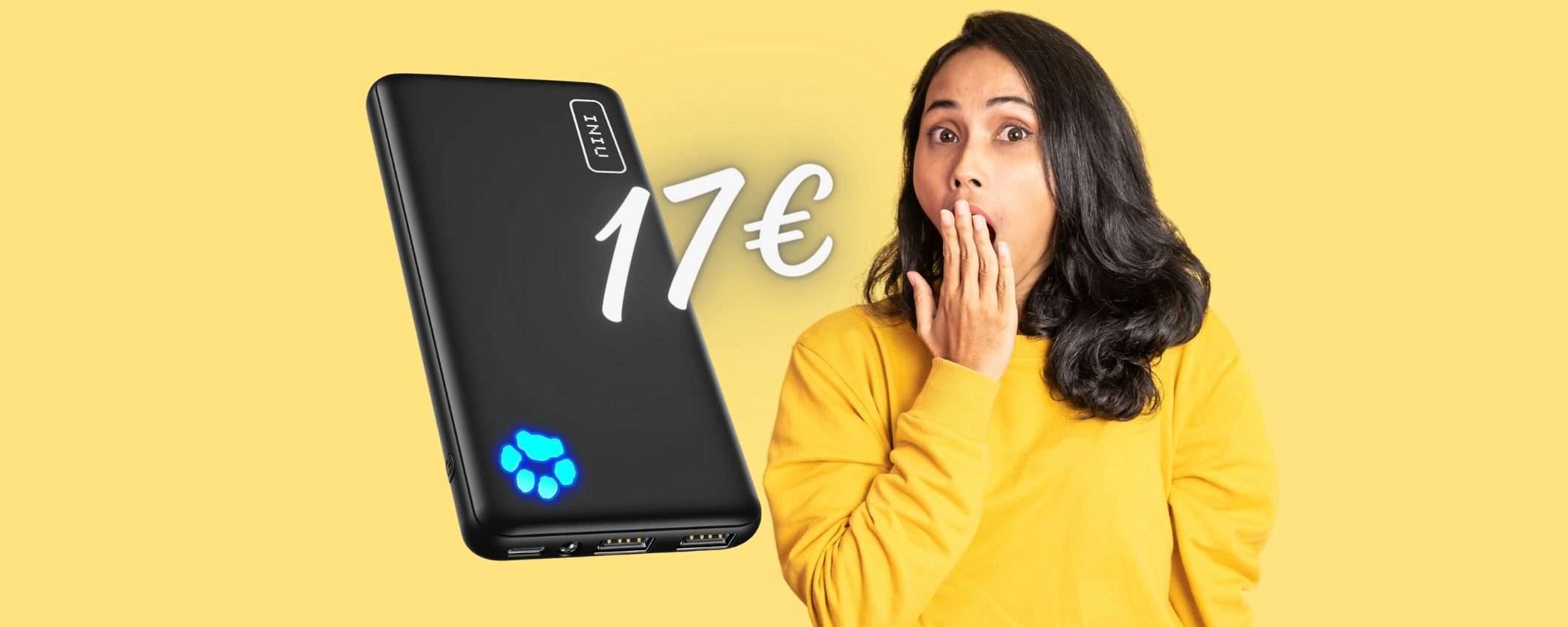 Power Bank potente e leggero, con TRIPLA USCITA tuo a SOLI 17€