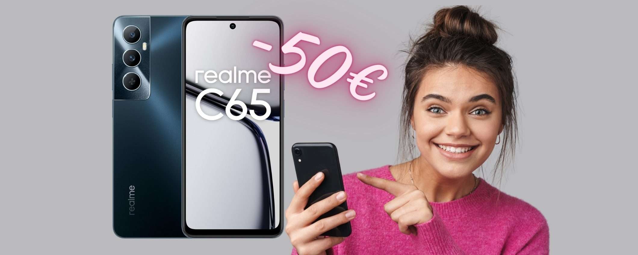 Realme C65 da 256GB, con display da 90 Hz, a PREZZO HOT (-50€)