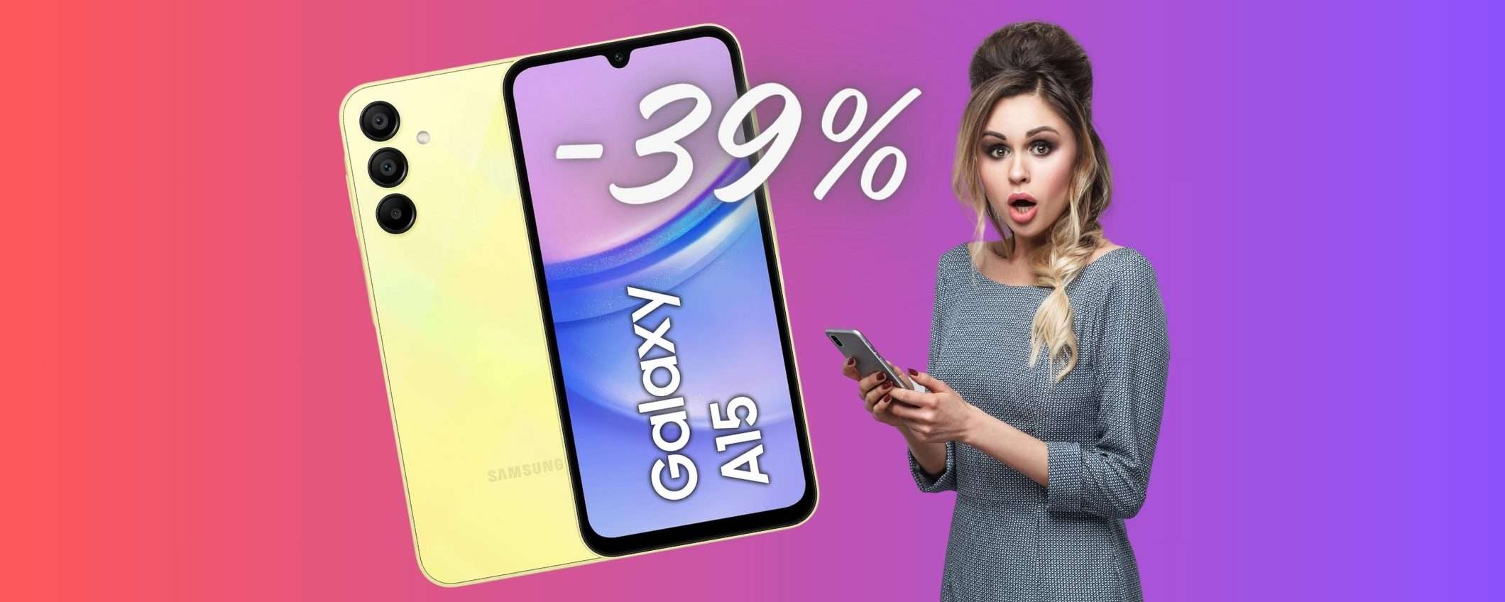 Samsung Galaxy A15 (quasi) al MINIMO STORICO Amazon (-39%)