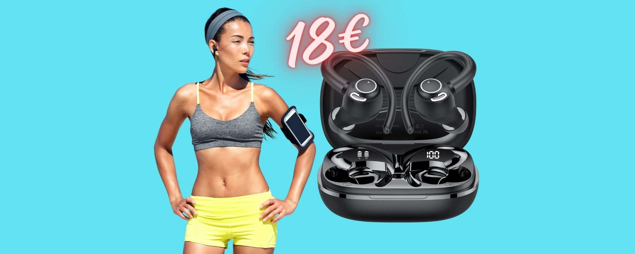 Solo 18€ per avere questi BELLISSIMI auricolari wireless per lo SPORT