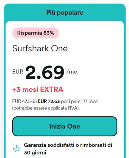 surfshark one 2,69 euro