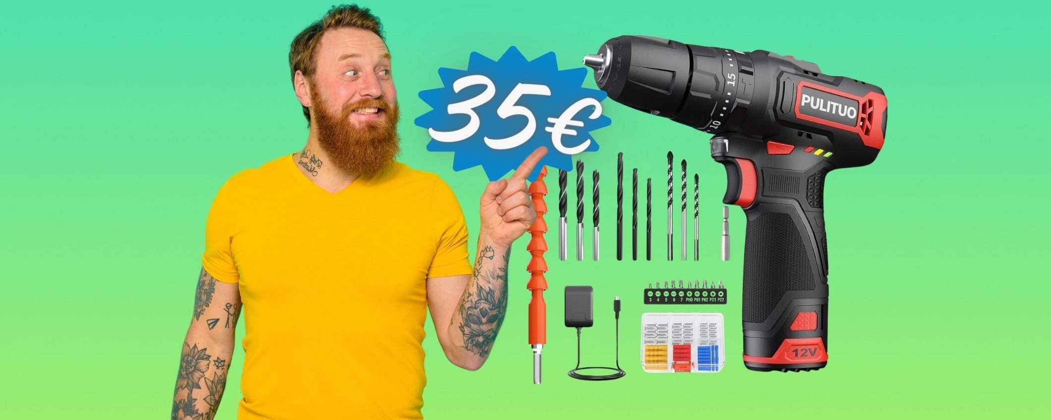 Trapano avvitatore a batteria TUO con APPENA 35€, grazie al COUPON