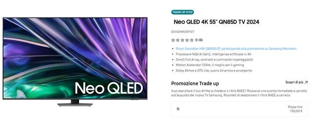 tv samsung neo qled 4k 55 pollici