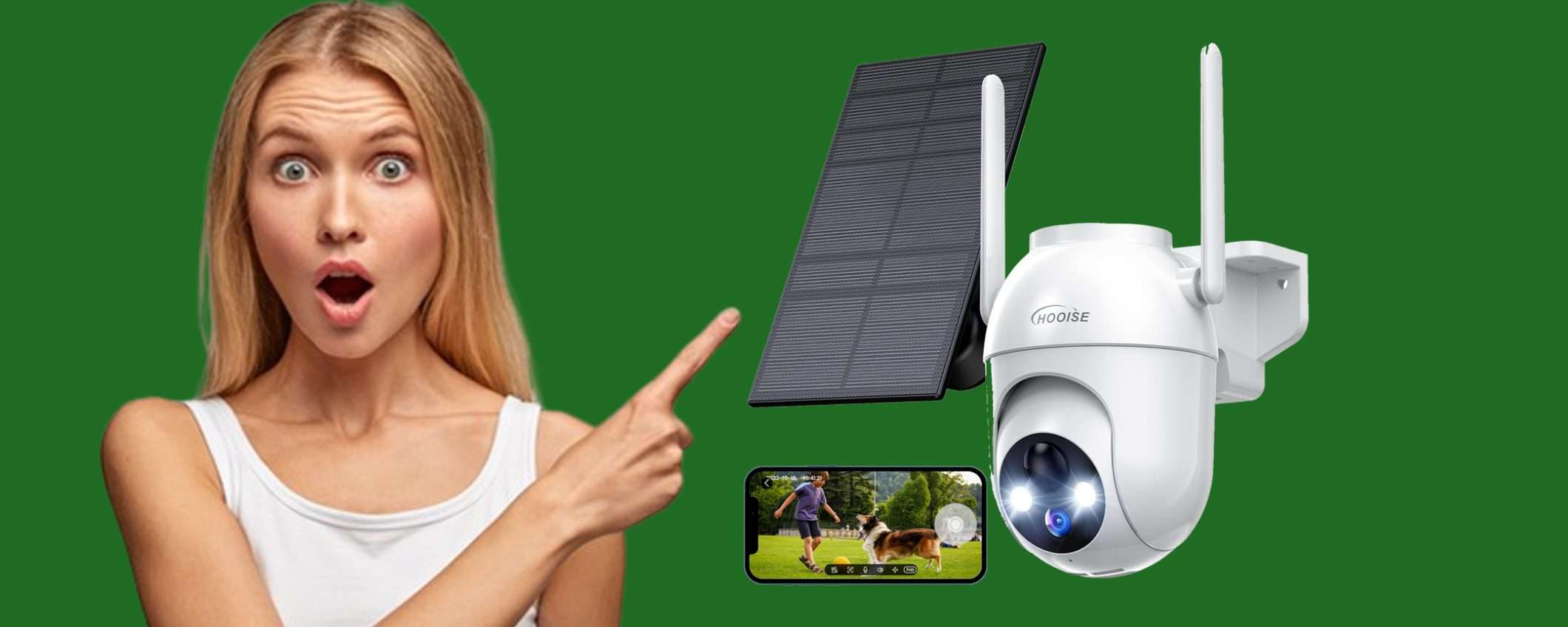 Videocamera solare da esterno Wi-Fi: MEGA sconto del 22%