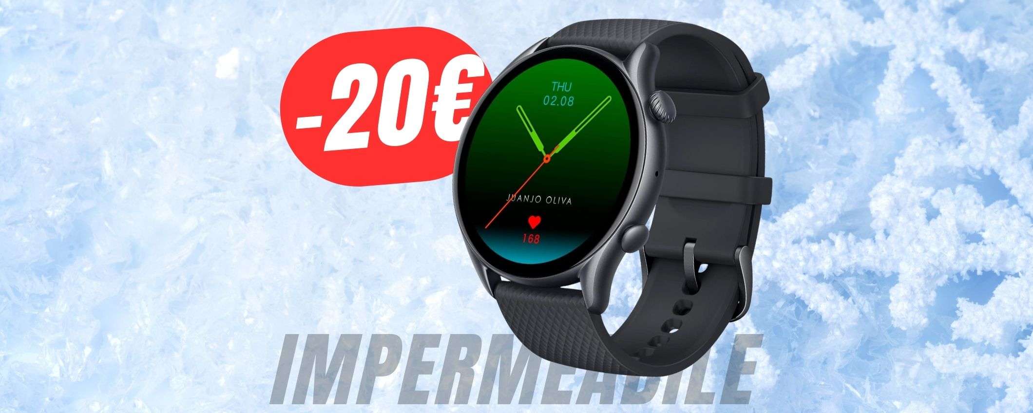 Doppio sconto per lo SMARTWATCH impermeabile, AMOLED e con ALEXA!