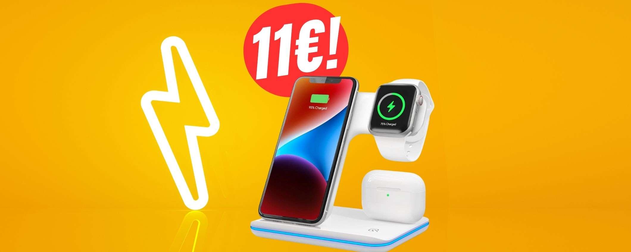 Crolla a soli 11€ il CARICATORE WIRELESS 3 in 1 per Apple!