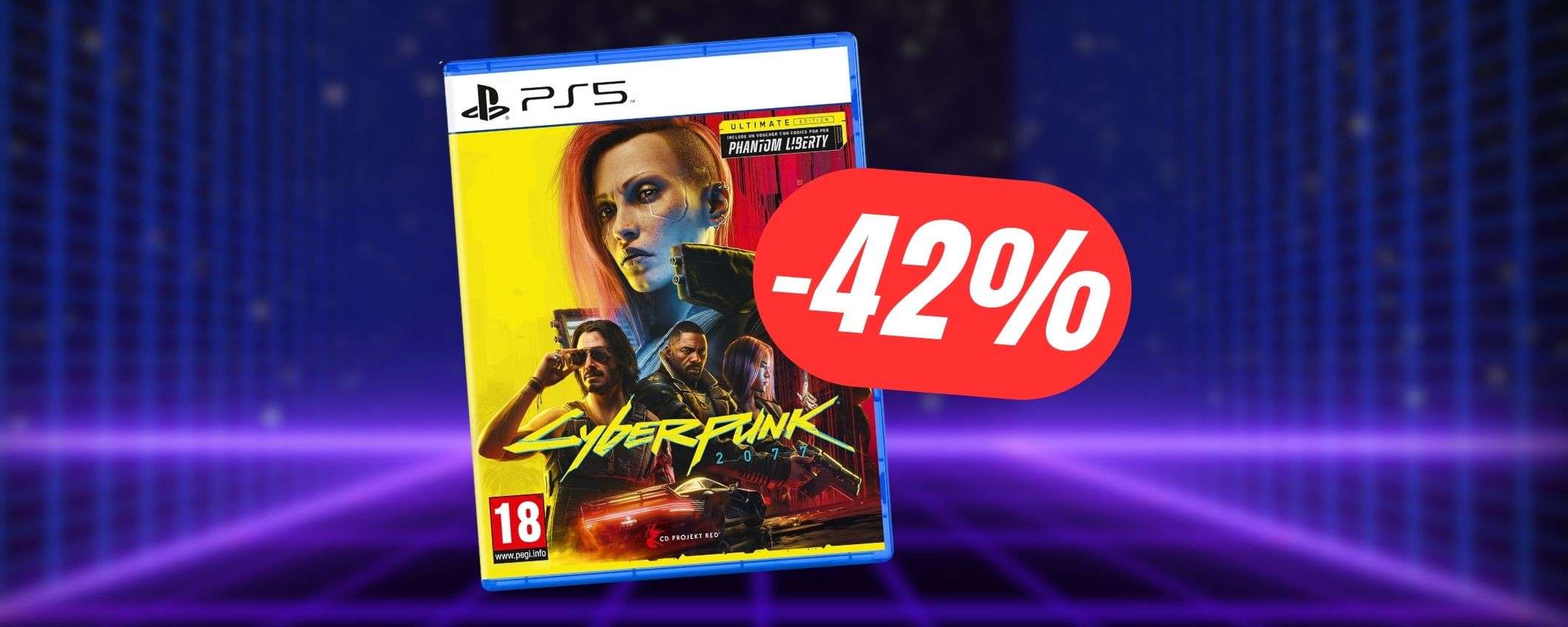 Cyberpunk 2077 Ultimate Edition per PS5 è SCONTATO al -42% in meno!