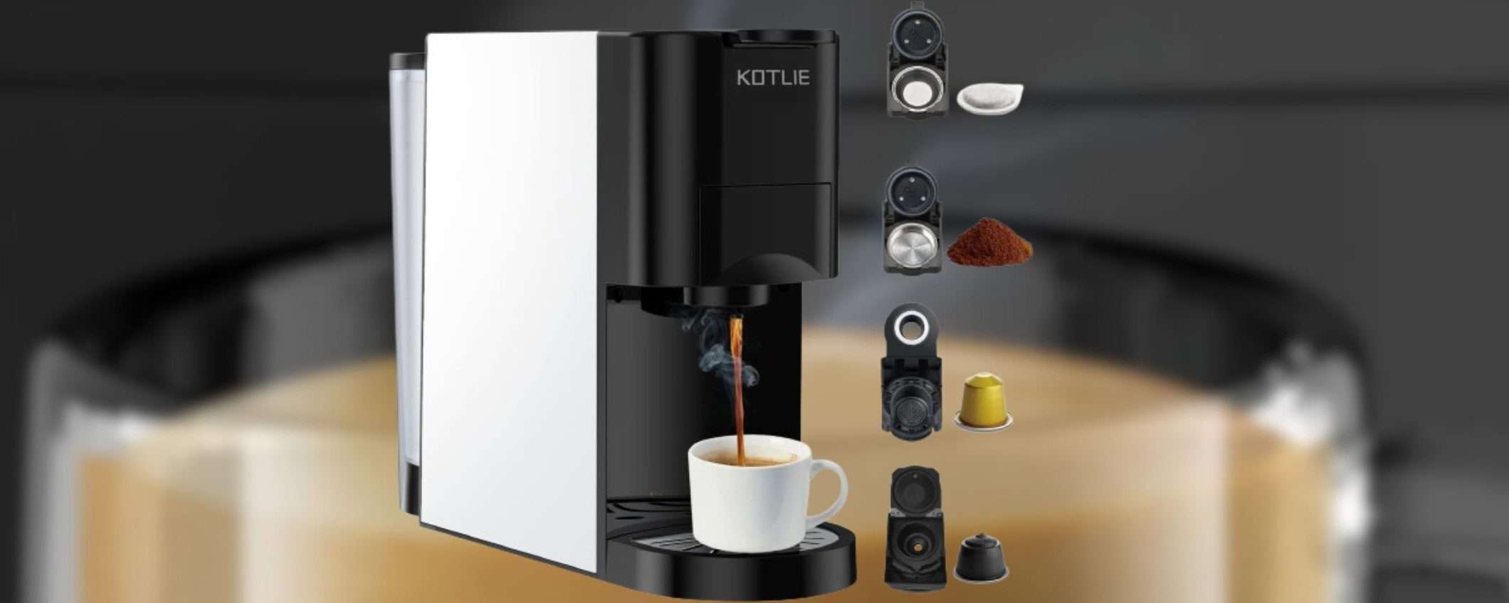 Macchina caffé 4 in 1, promo SHOCK: Nespresso, Dolce Gusto, cialde o polvere