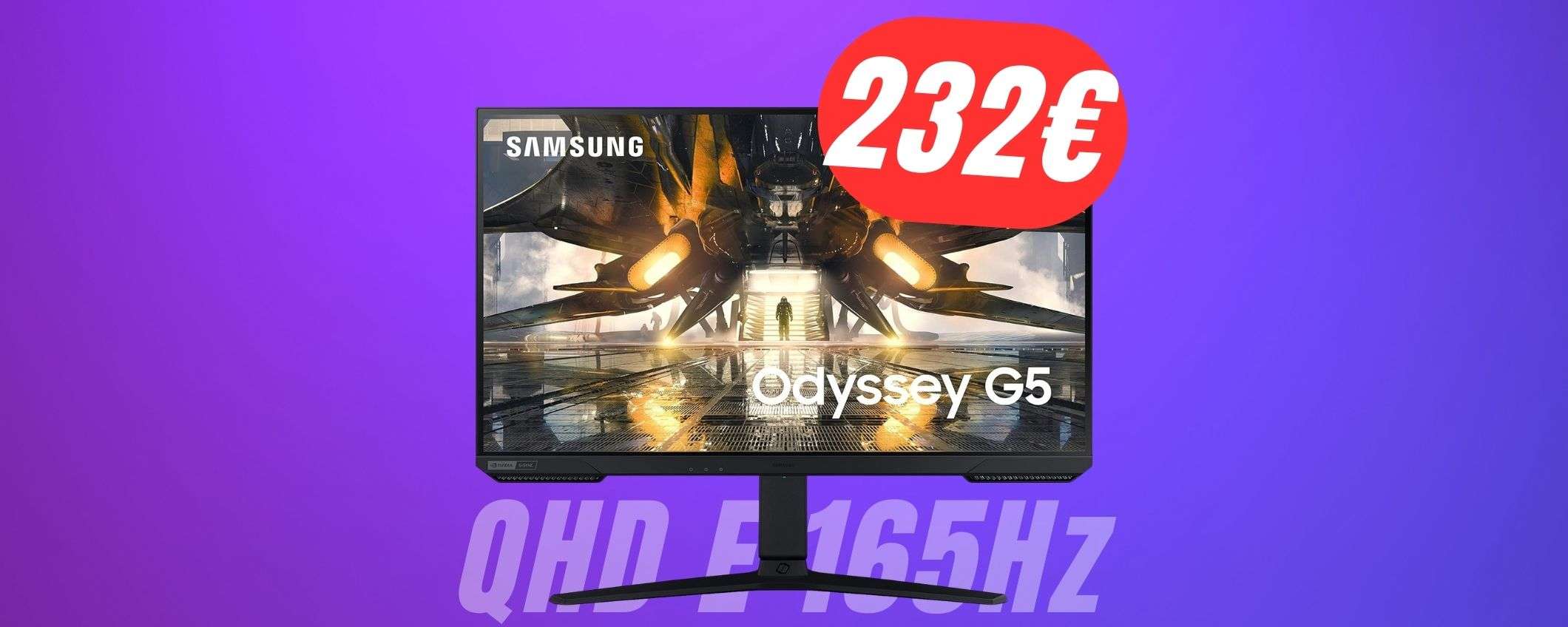 L'amatissimo MONITOR da gaming Samsung Odyssey G5 precipita a soli 232€!