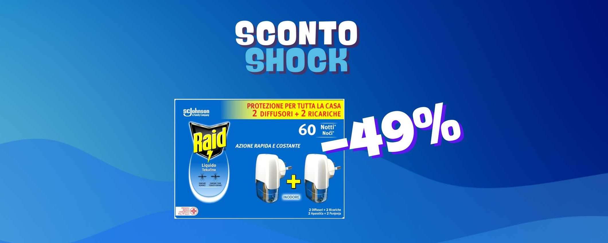 Raid Liquido Elettrico: 2 diffusori e 2 ricariche (-49%)